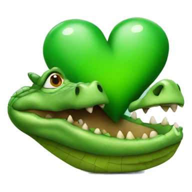crocodile holding a green heart sticker