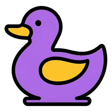 purple duck icon with color outline sticker
