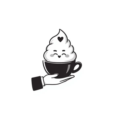 cute cafe latte art with heart shape and smiling face sticker