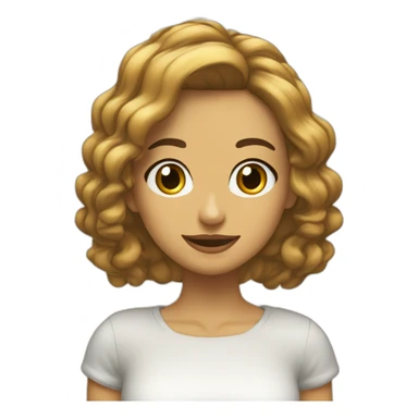 Chica pelo castaño rizado melena suelta y tez clara sticker