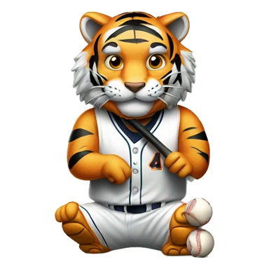 Tiger with baseball and bat sticker