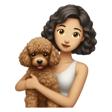 Asian girl holding brown poodle sticker