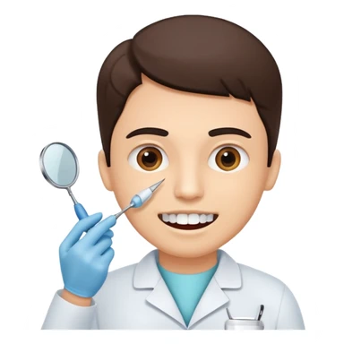 Dentist with patient teeth checkup  sticker