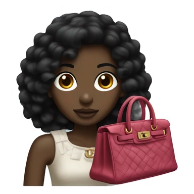 Black hair chanel dark skin Girl with Birkin bag sticker
