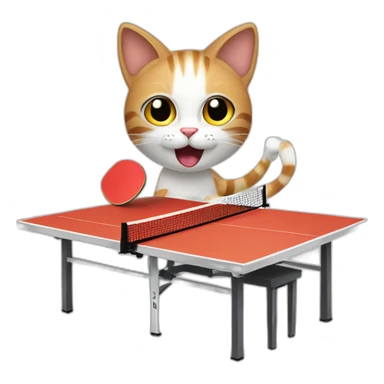 Cat play table tennis sticker
