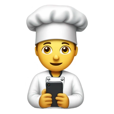 person with chefs hat scrolling through phone sticker