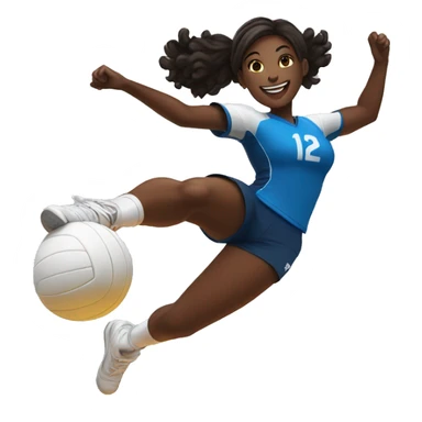 Volleyball black girl player jumping sticker