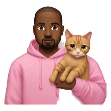 Kanye with an all pink outfit with a cat in his arms sticker