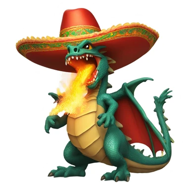 Dragon blowing fire wearing a sombrero  sticker