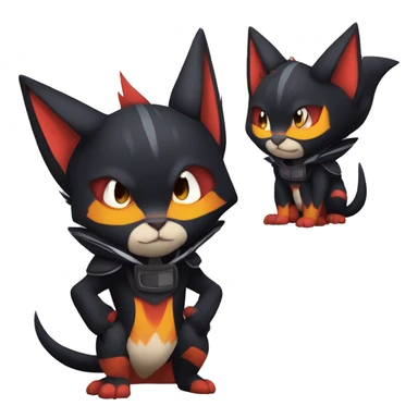 Cool Anthro Black Noibat-Quilava-Litten-Pokémon with edgy stripes hoodie spiked collar punk Full Body sticker