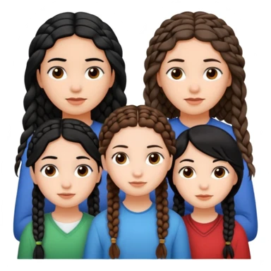 3 girls, one with straight black hair, other with wavy brown hair and the last one with braids  sticker