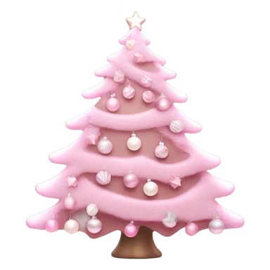 Pastel Pink Christmas tree with pink lights and white ornaments  sticker