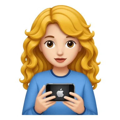 A gurl with wavy hair holding I phone sticker