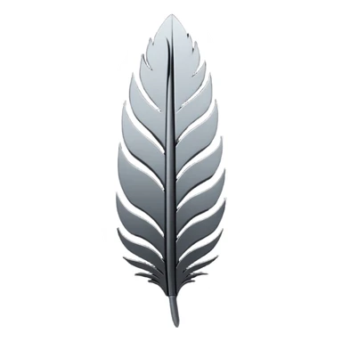 Emoji style, gothic feather made of layered black metal plates, sharp clean silhouette, industrial futuristic design, subtle metal texture, no glow, no neon, flat minimalist emoji, centered, transparent background sticker