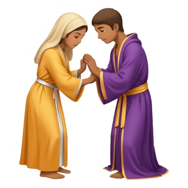 A devout man bowing down to a woman sticker