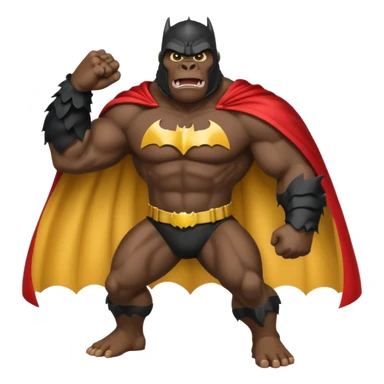 king kong with a batman uniform and cape sticker