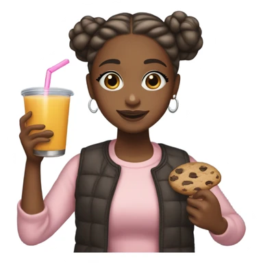 black ariana grande holding a cookie and juice sticker