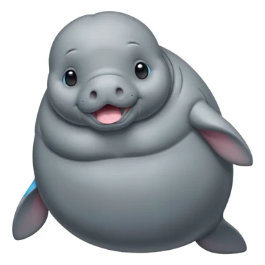 Manatee cute and fat emoji sticker