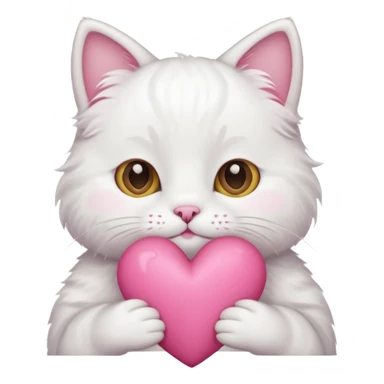 white cat hands holding a pink heart sticker