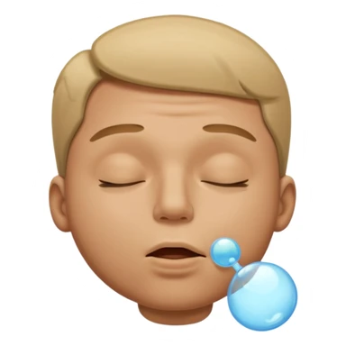 A male with closed eyes but the mouth is o-shaped blowing out sticker
