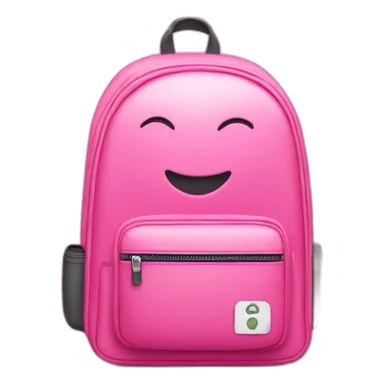 school bag pink with a smiley face sticker