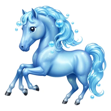A magical horse made entirely of transparent bubbles and water, with a flowing mane of small bubbles sticker