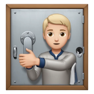 Someone locking a door sticker