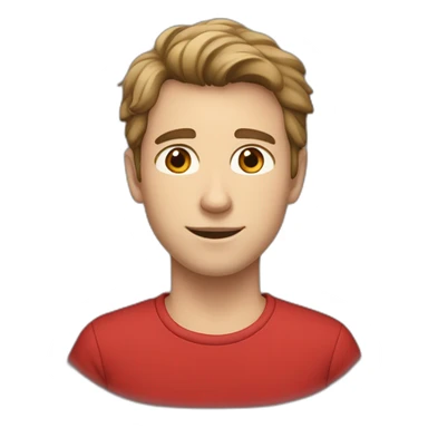 young white male with brown eyes,brown hair and light brown mustage under nose, wearing red shirt sticker