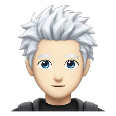 gojo satoru from jujutsu kaisen with white hair, blue eyes, who wear a black tshirt and a white baggy pant sticker