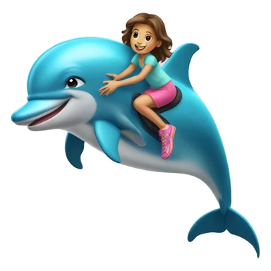 girl riding on dolphin  sticker