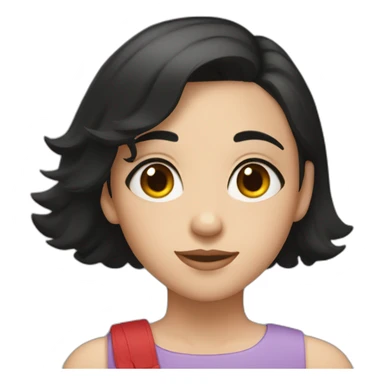 A girl with short black hair, red eyes, and a young woman Girls  sticker