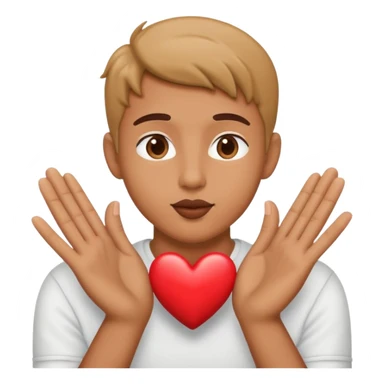 kiss with heart hand sticker