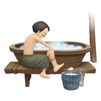 Sento style bathing with a bucket using my burning sticker