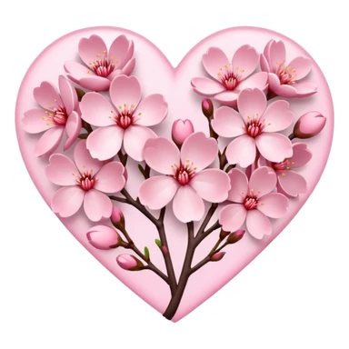 Heart of sakura blossom flowers sticker