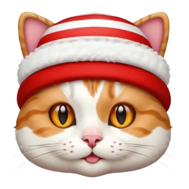 whimsical cat with a red and white striped hat sticker