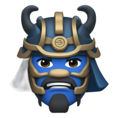 oni samurai blue sticker