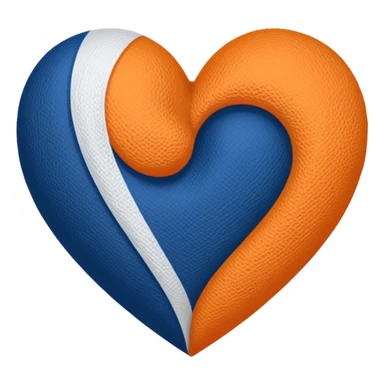 Half dark blue half orange heart split vertically, a white gauze stripe wrapping diagonally around the entire heart sticker