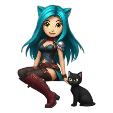 Katarina posing legs and kitten sticker