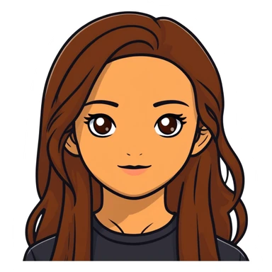 fair medium tan skin girl with hazel eyes and brown long hair sticker