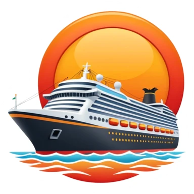 sun setting on a cruise ship sticker