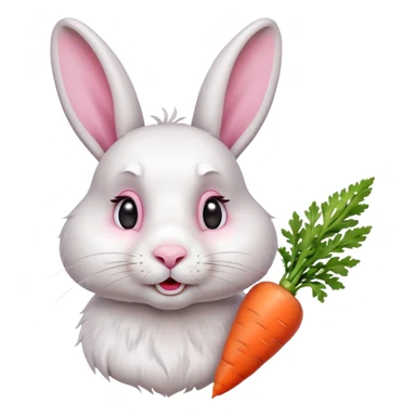 A rabbit nibbling on a carrot, surprised by the flavor, portrait, bust up sticker