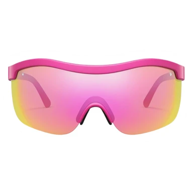 sporty pink shield visor sunglasses with thick frame, one-piece lens sticker
