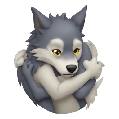 wolf hug dragon sticker