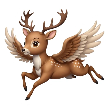 Make a 10 point deer with wings and its flying on a cloud and it is going crazy sticker