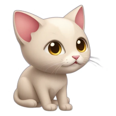 Mew qui fait coeur avec sa queue sticker
