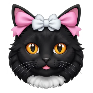 black cat with bows sticker