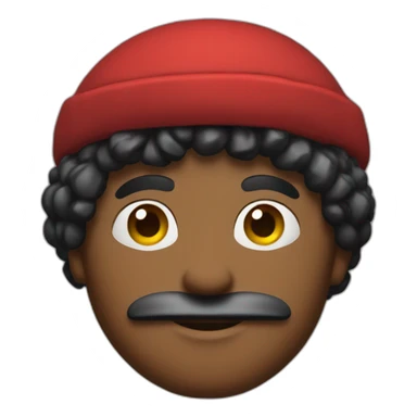 A man with big black mostaushe and red berets sticker