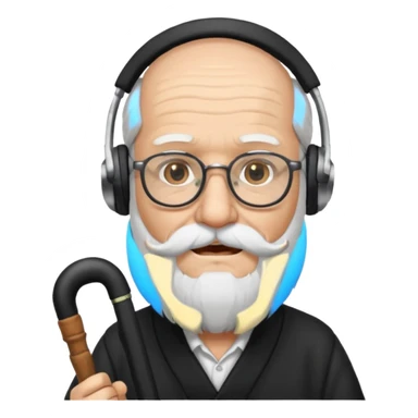 Anciano barba blanca larga bastón aufifono lentesb sticker