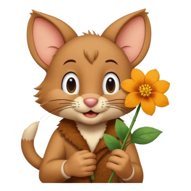 Jerry from tom and jerry, giving a flower sticker
