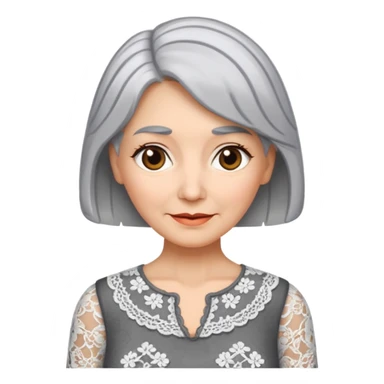 grey haired woman with lace patterned top sticker